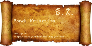 Bondy Krisztina névjegykártya